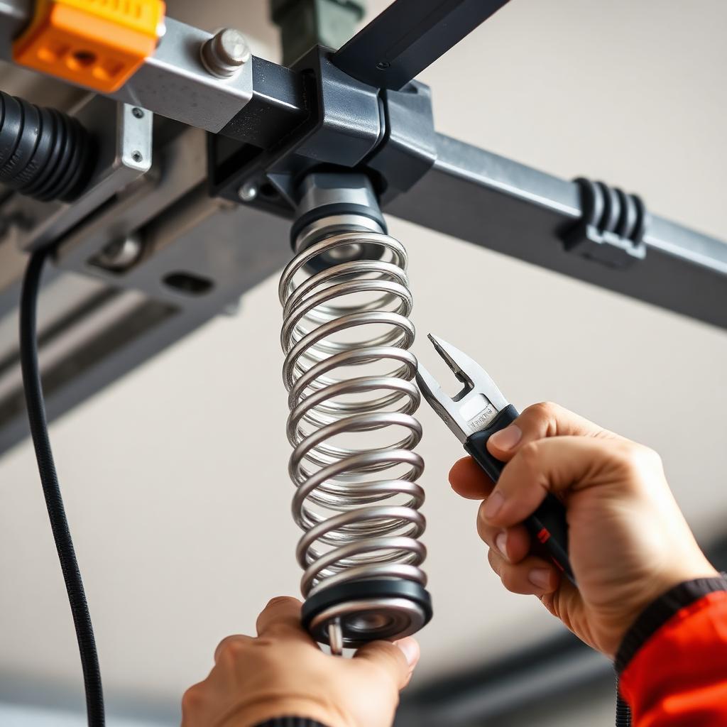 Garage door cable and spring repair by professional technician