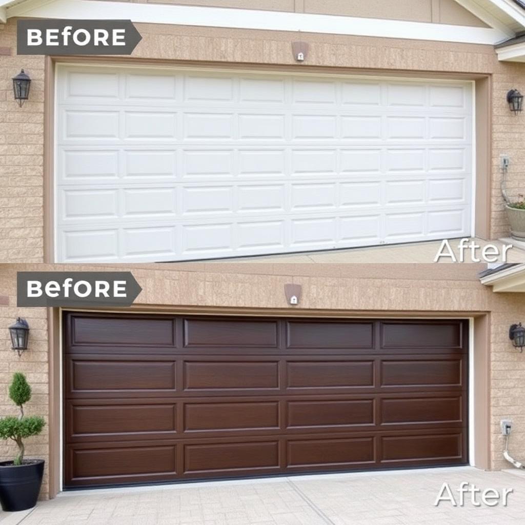 Before and after garage door installation transformation